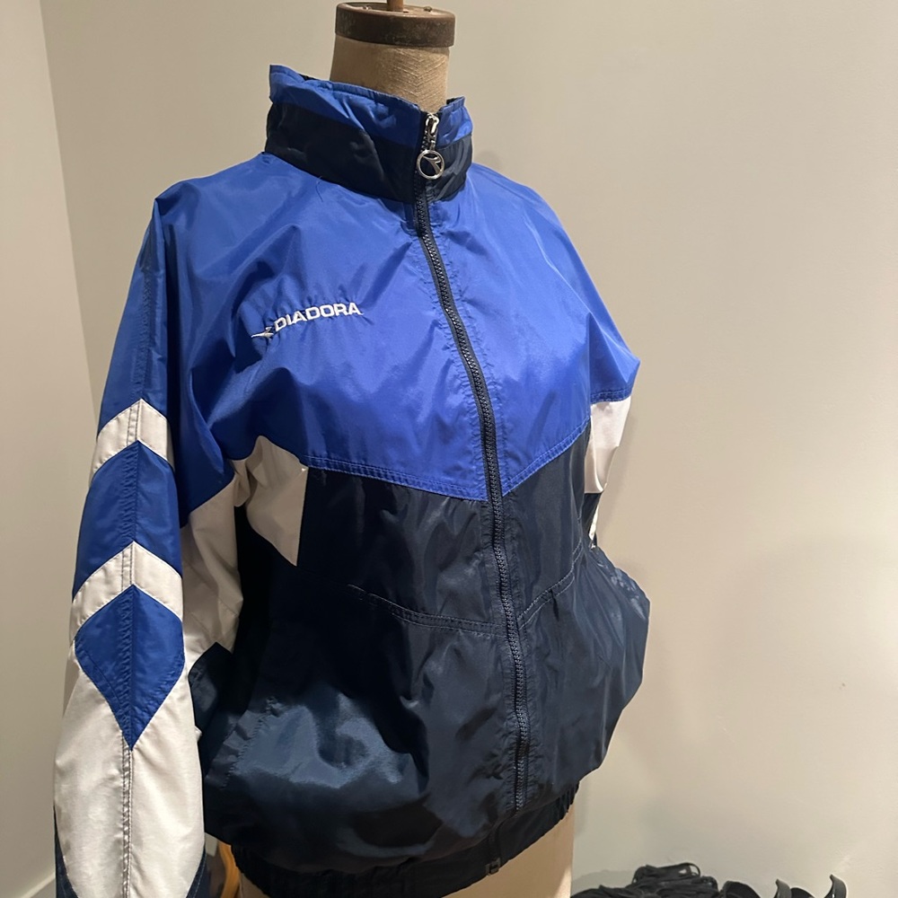 Diadora Navy and White Sport Jacket